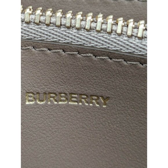 Burberry Large Check Zip Around Grainy Leather Canvas Wallet Chestnut Be… - Picture 10 of 12
